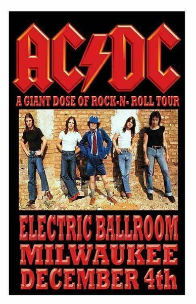 AC/DC REPLICA *ELECTRIC BALLROOM* 1977 CONCERT POSTER